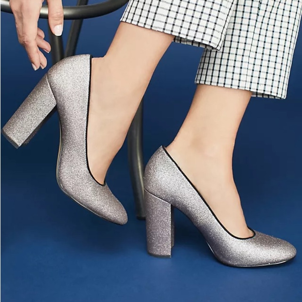 Botkier Valentina Glitter Block Heels - Gunmetal Size 8M
